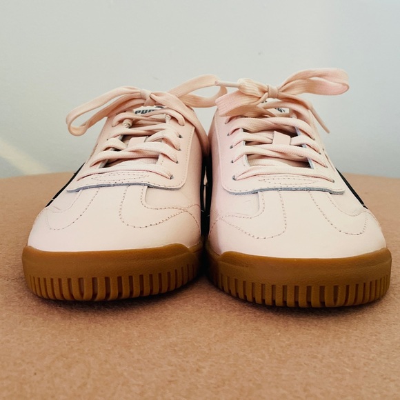 PUMA CLUB 5V5 Island Pink-Galactic Gray-GoldLEATHER LOW TOP TRAINERS - Picture 14 of 16